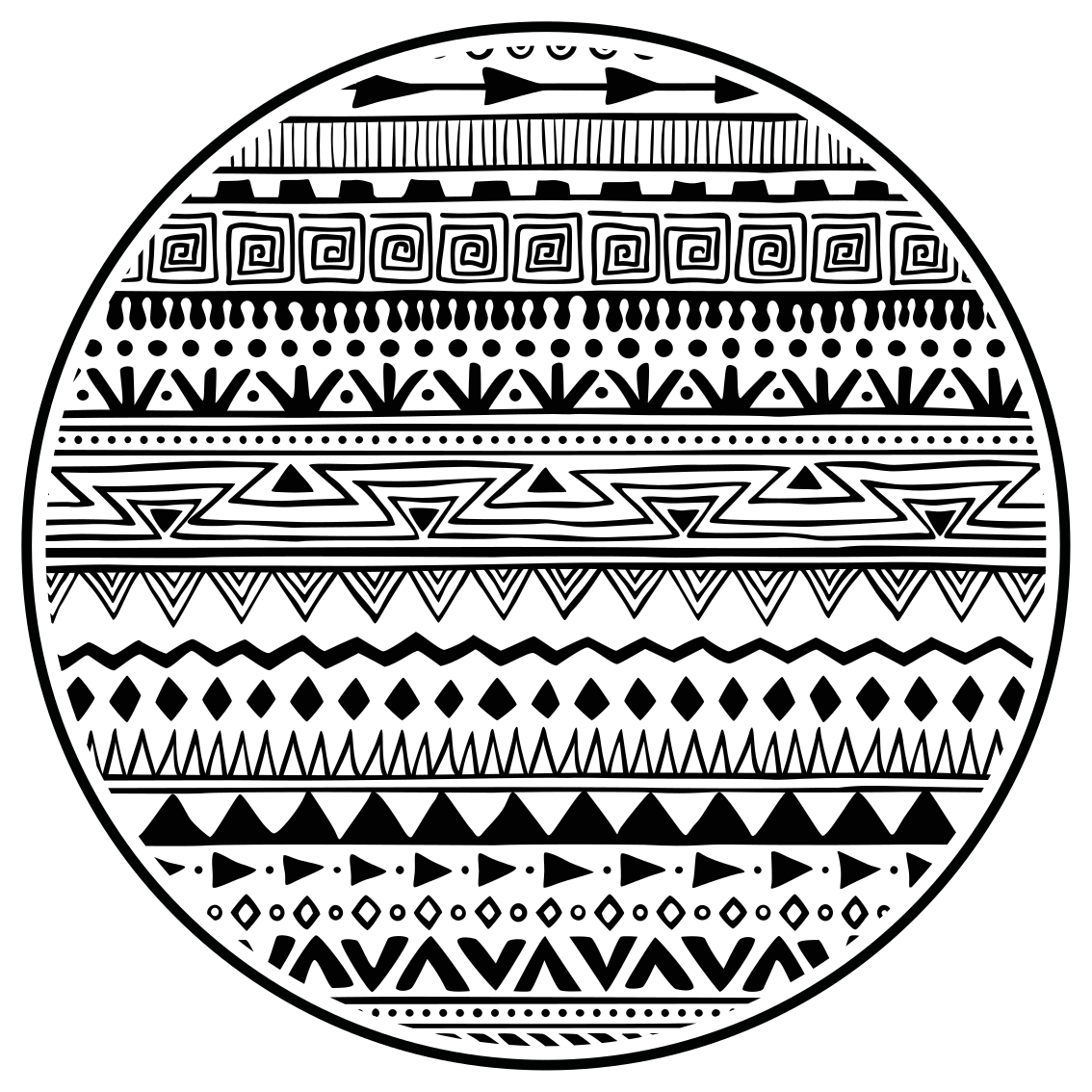 Tapis vinyle éthnique motifs noirs et blancs - TenStickers