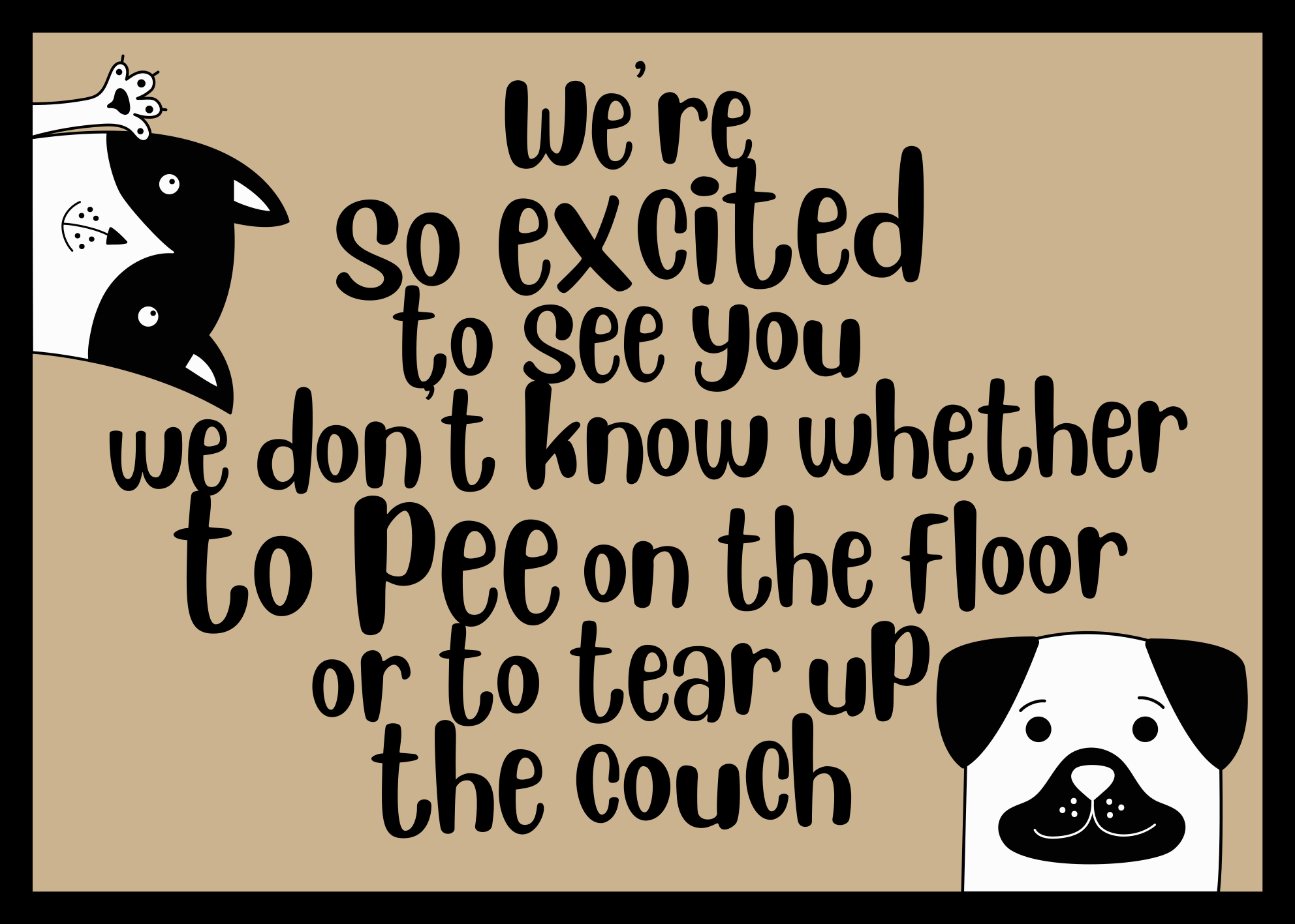 Tapis vinyle citation chiots excités saluant - TenStickers