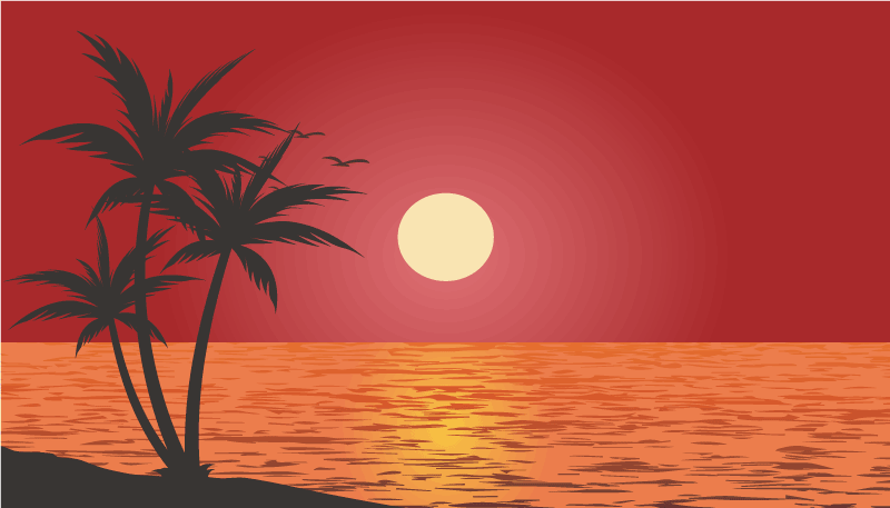 Tapis vinyle nature paysage tropical au coucher de soleil - TenStickers