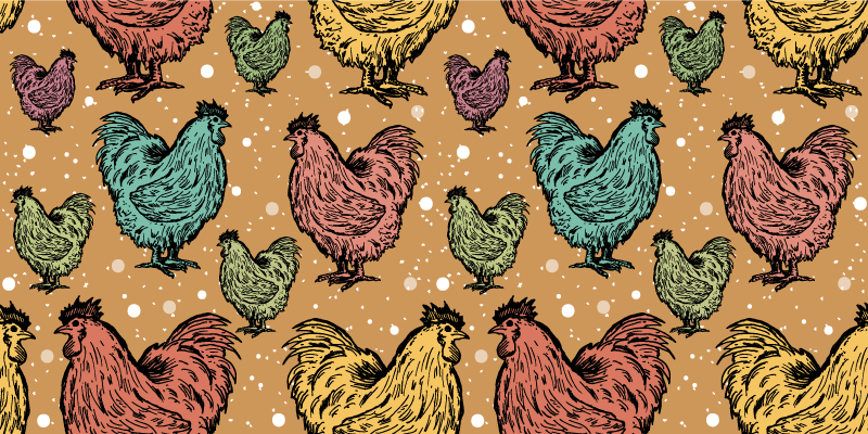 Tapis vinyle animal motifs de coq charmants - TenStickers