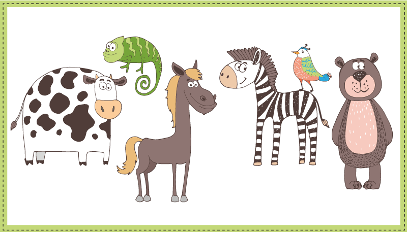 Tapis vinyle pour enfants amis animaux mignons - TenStickers