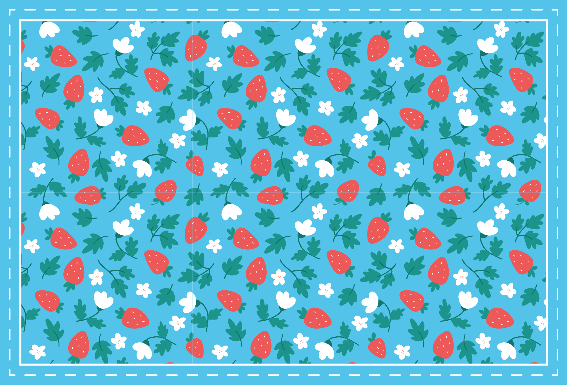Tapis vinyle cuisine motif floral de fraise - TenStickers