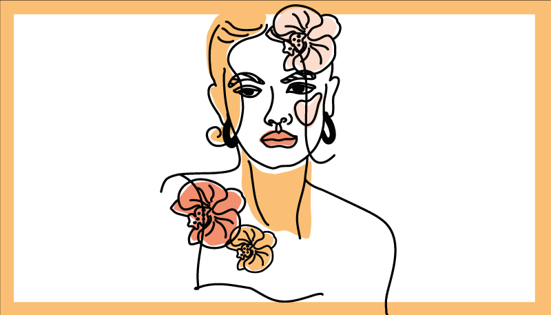 Tapis vinyle design moderne portrait floral élégant - TenStickers