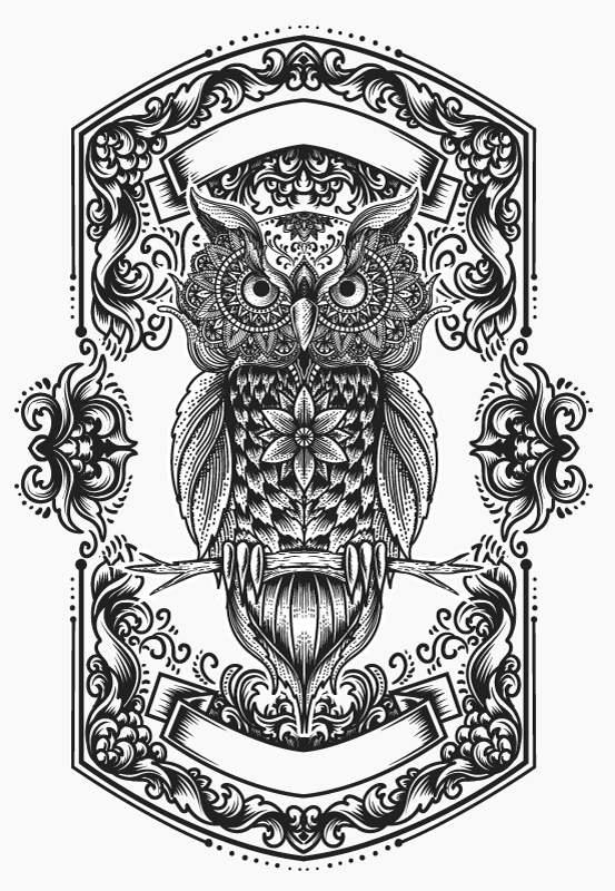 Tapis vinyle mandala motif de hibou complexe - TenStickers