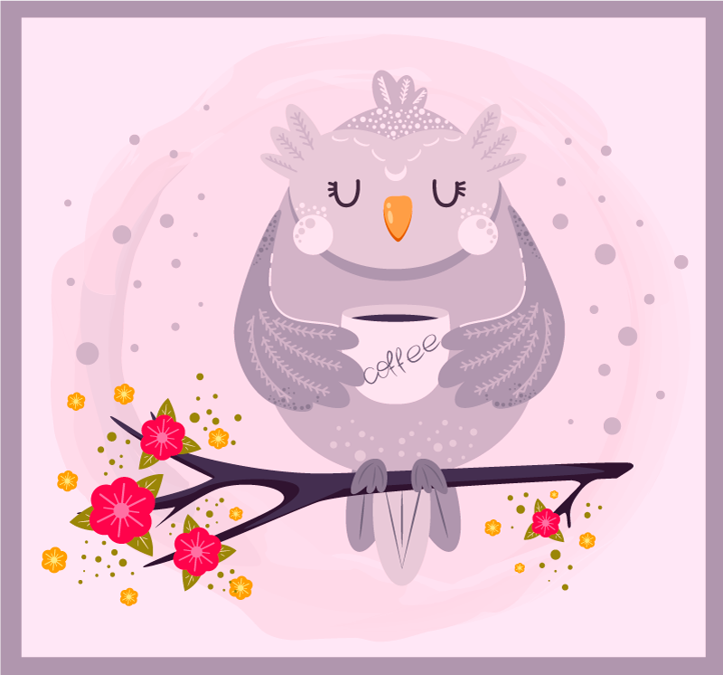 Tapis vinyle animal charmant hibou graphique - TenStickers