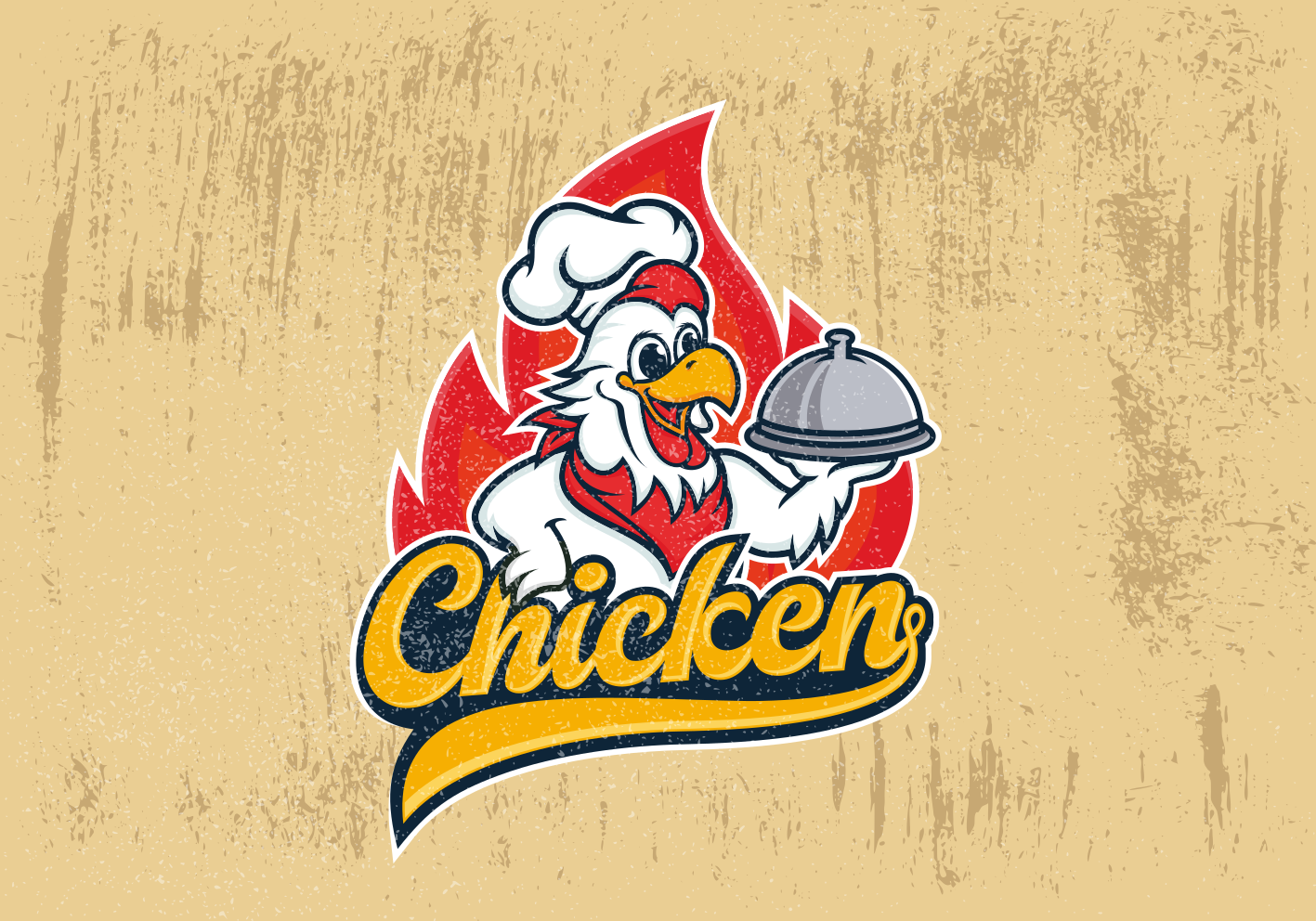 Tapis vinyle cuisine logo de poulet joyeux - TenStickers