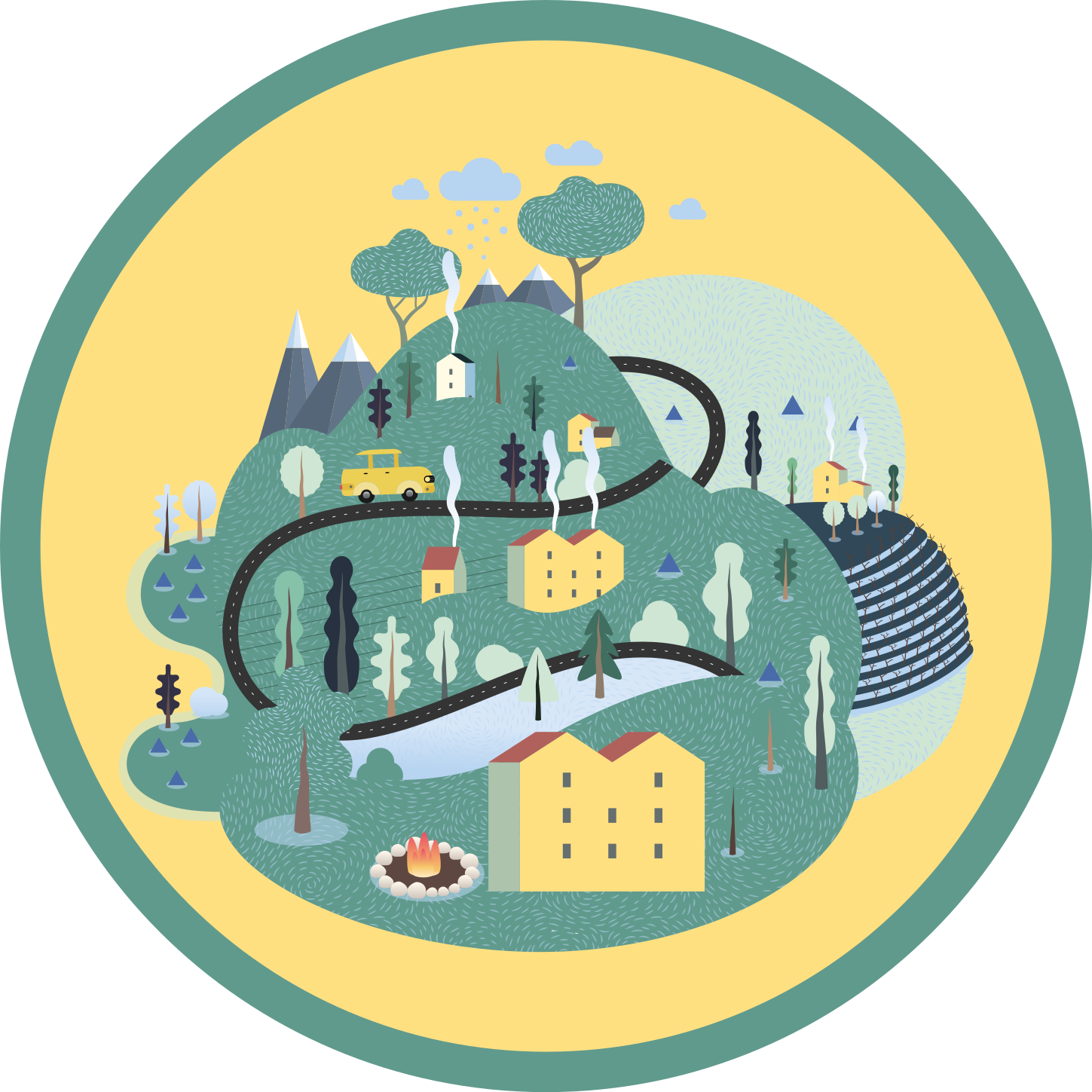 Tapis vinyle autouroute voyage ludique dans le paysage - TenStickers
