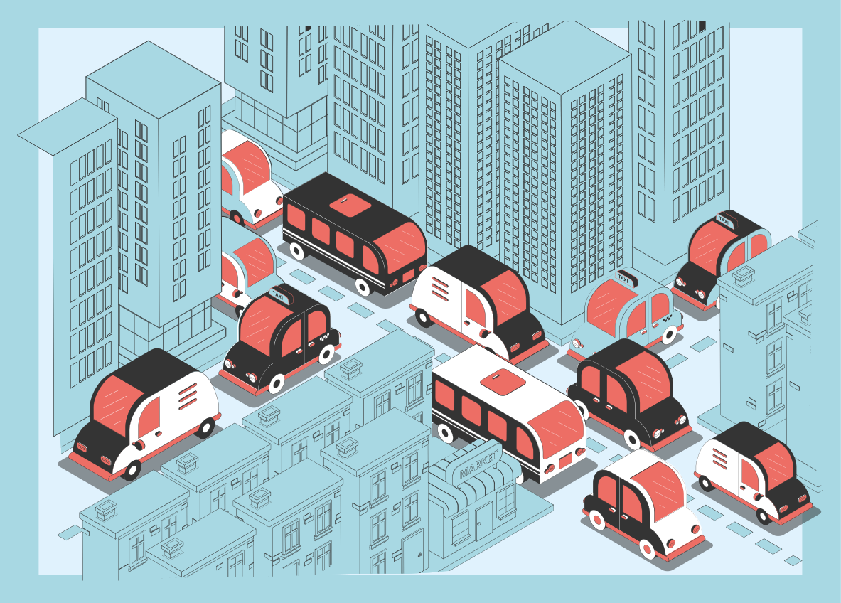 Tapis vinyle autouroute scène de circulation urbaine - TenStickers