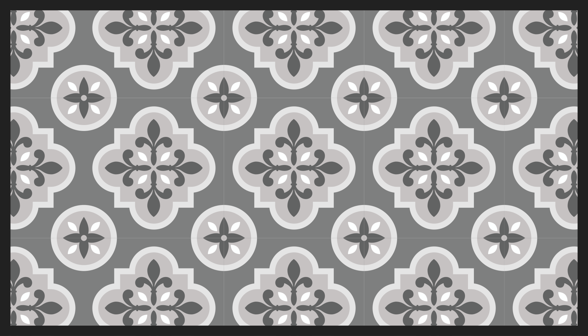 Tapis vinyle carreaux de ciment motif floral en gris - TenStickers
