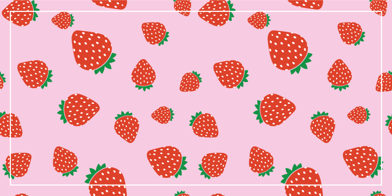 Tapis vinyle fleurs et plantes motif fraise rose - TenStickers
