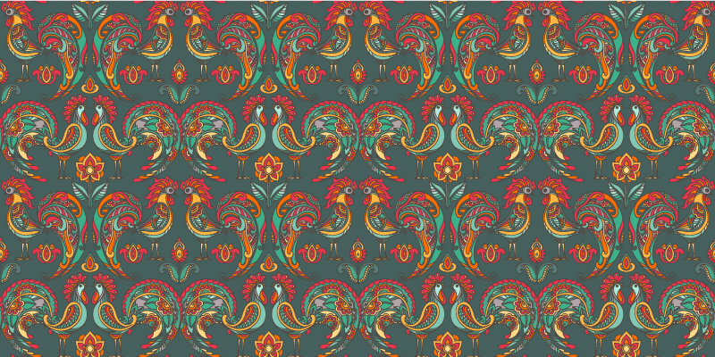 Tapis mosaique vinyle motifs folkloriques colorés - TenStickers