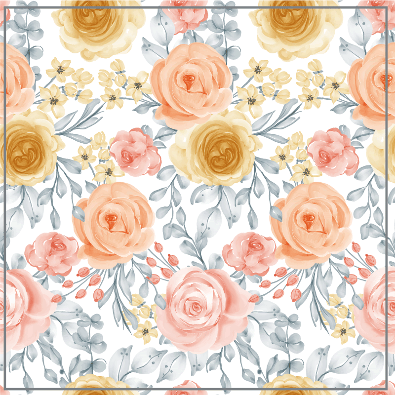 Tapis vinyle fleurs et plantes nuances de rose - TenStickers
