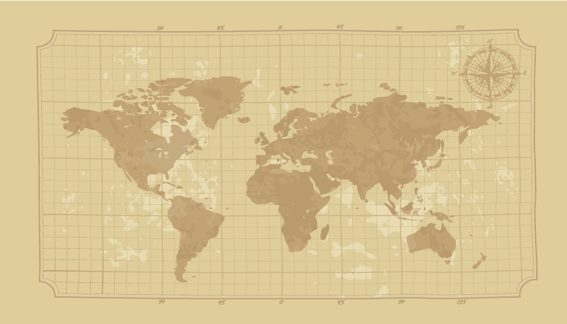 Tapis vinyle carte du monde illustration graphique vintage - TenStickers