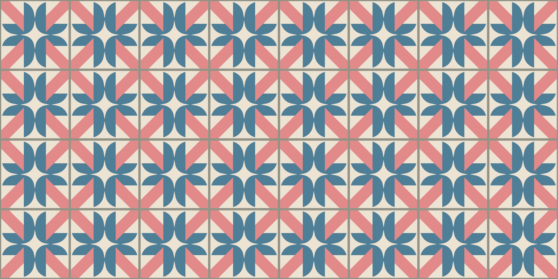 Tapis vinyle carreaux de ciment motif géométrique rose bleu - TenStickers
