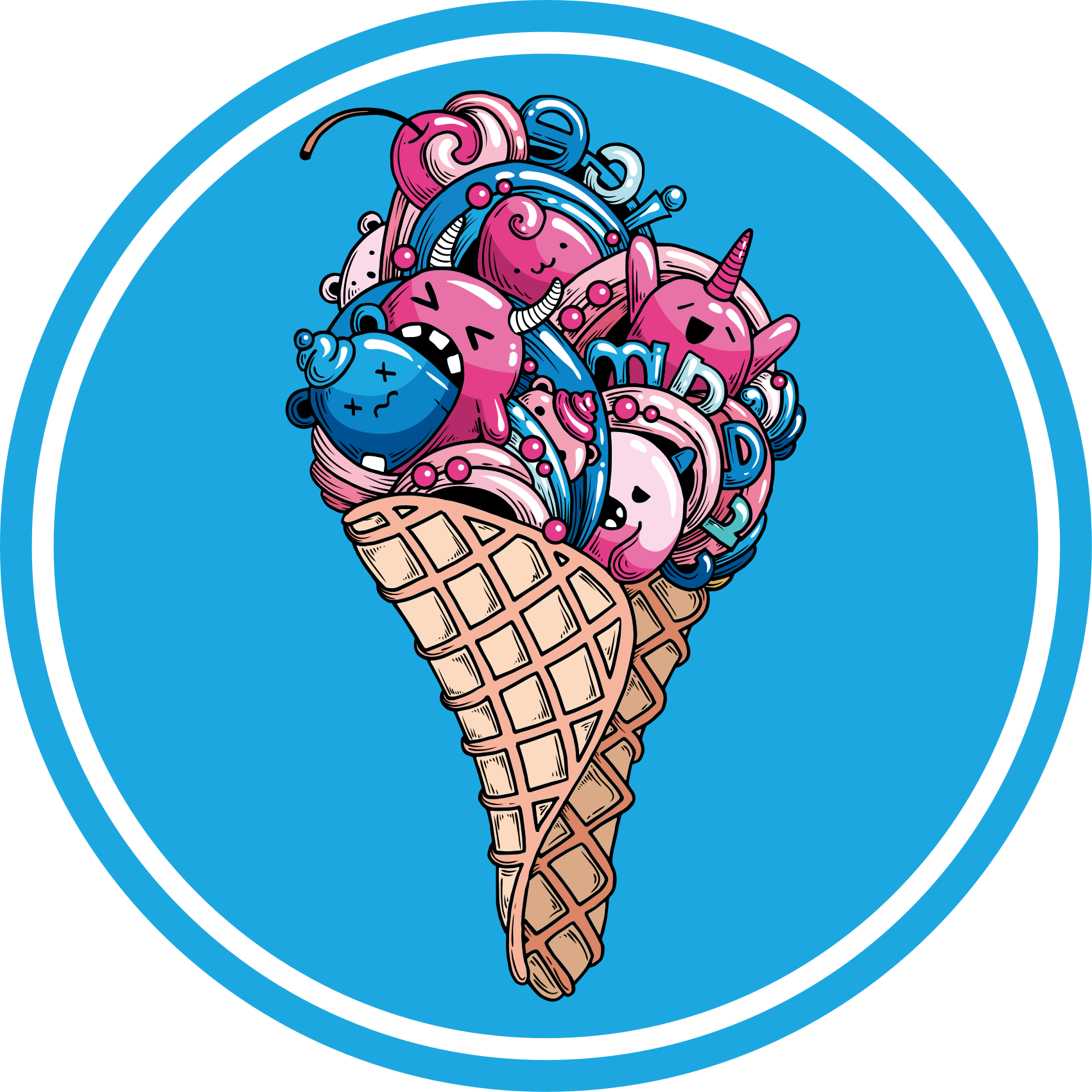 Tapis vinyle rond délice de crème glacée - TenStickers