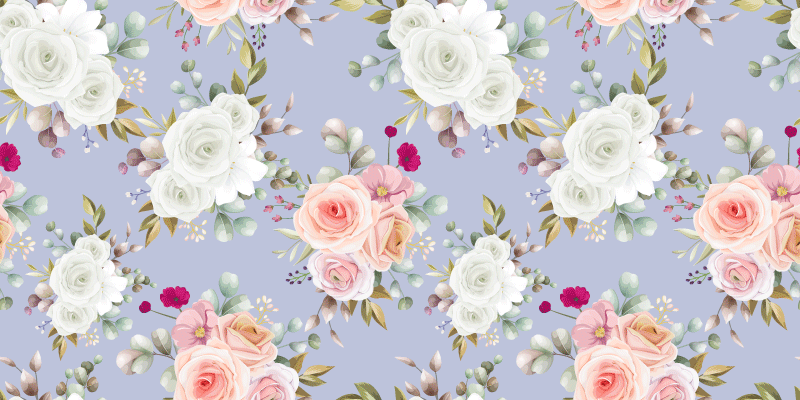 Tapis vinyle fleurs et plantes motifs de roses élégants - TenStickers