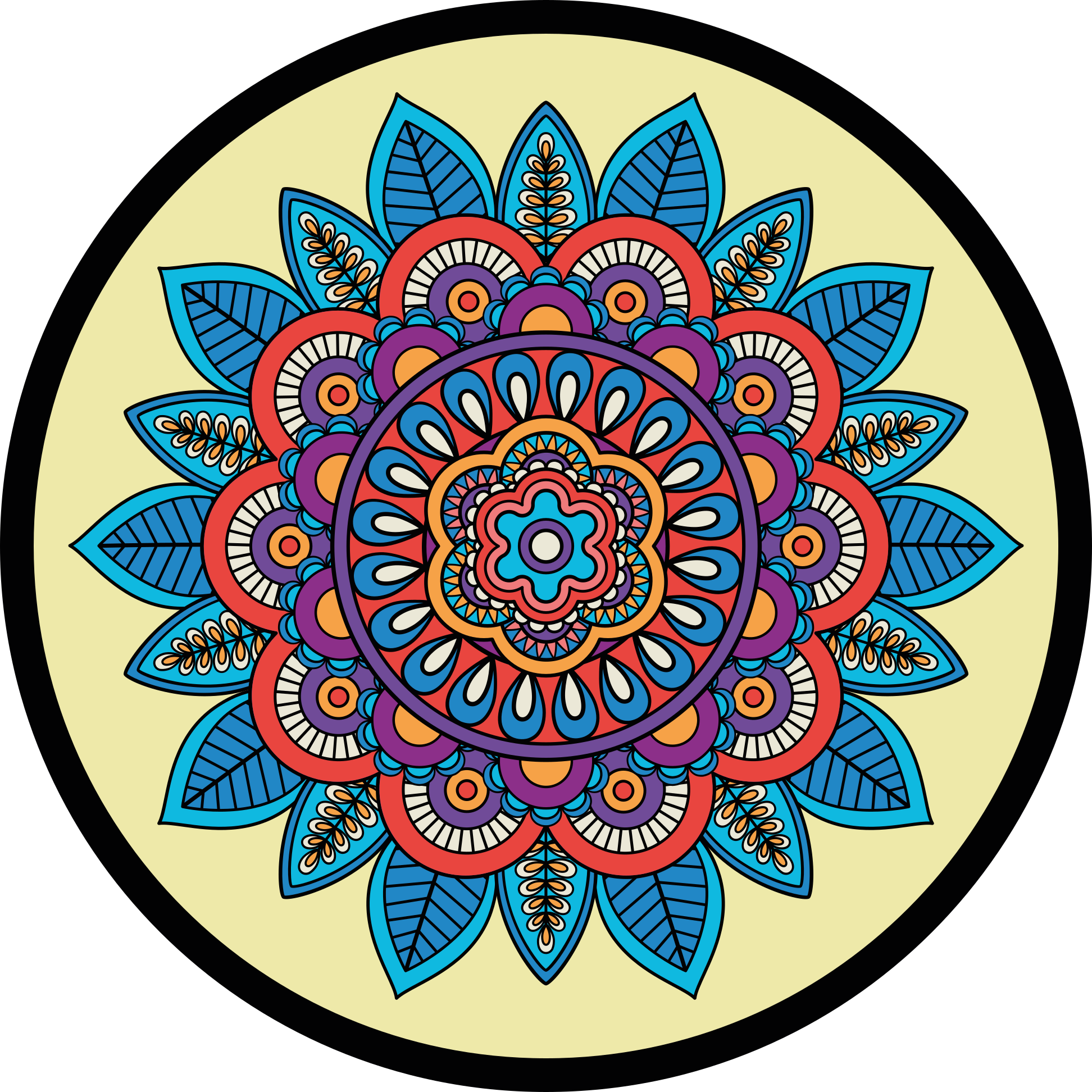Tapis vinyle mandala motif circulaire coloré - TenStickers