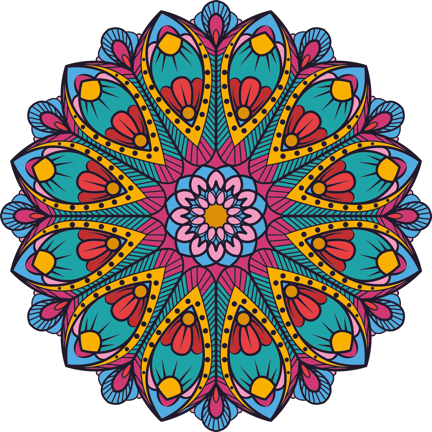 Tapis vinyle mandala illustration florale colorée - TenStickers