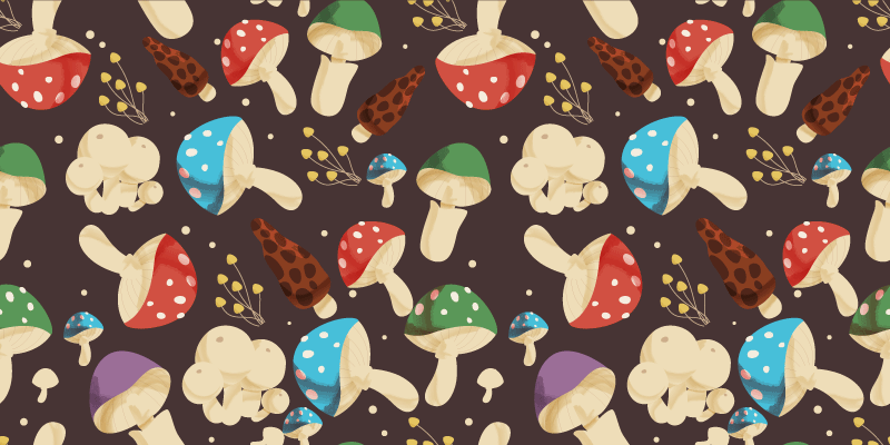 Tapis vinyle fleurs et plantes motifs champignons vibrants - TenStickers