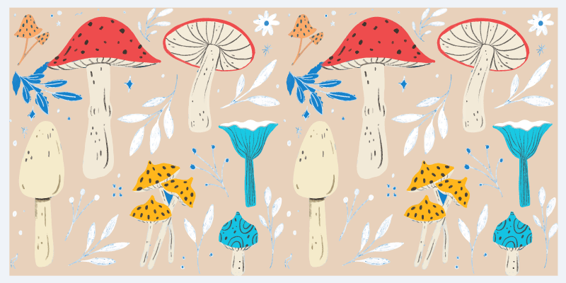 Tapis vinyle nature éléments de champignons - TenStickers