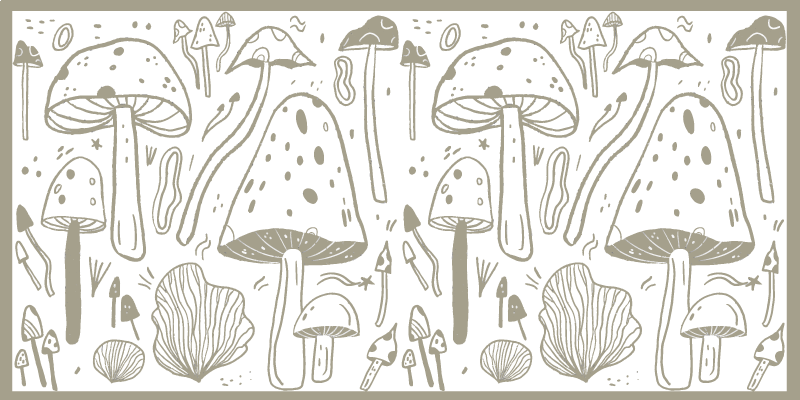Tapis vinyle fleurs et plantes croquis de champignons - TenStickers