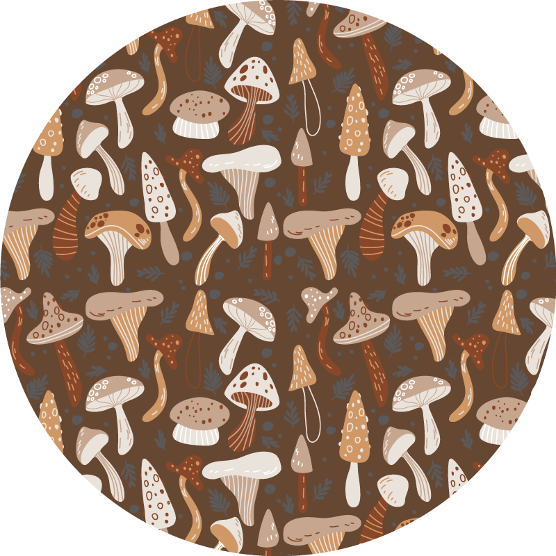 Tapis vinyle rond collection de champignons - TenStickers