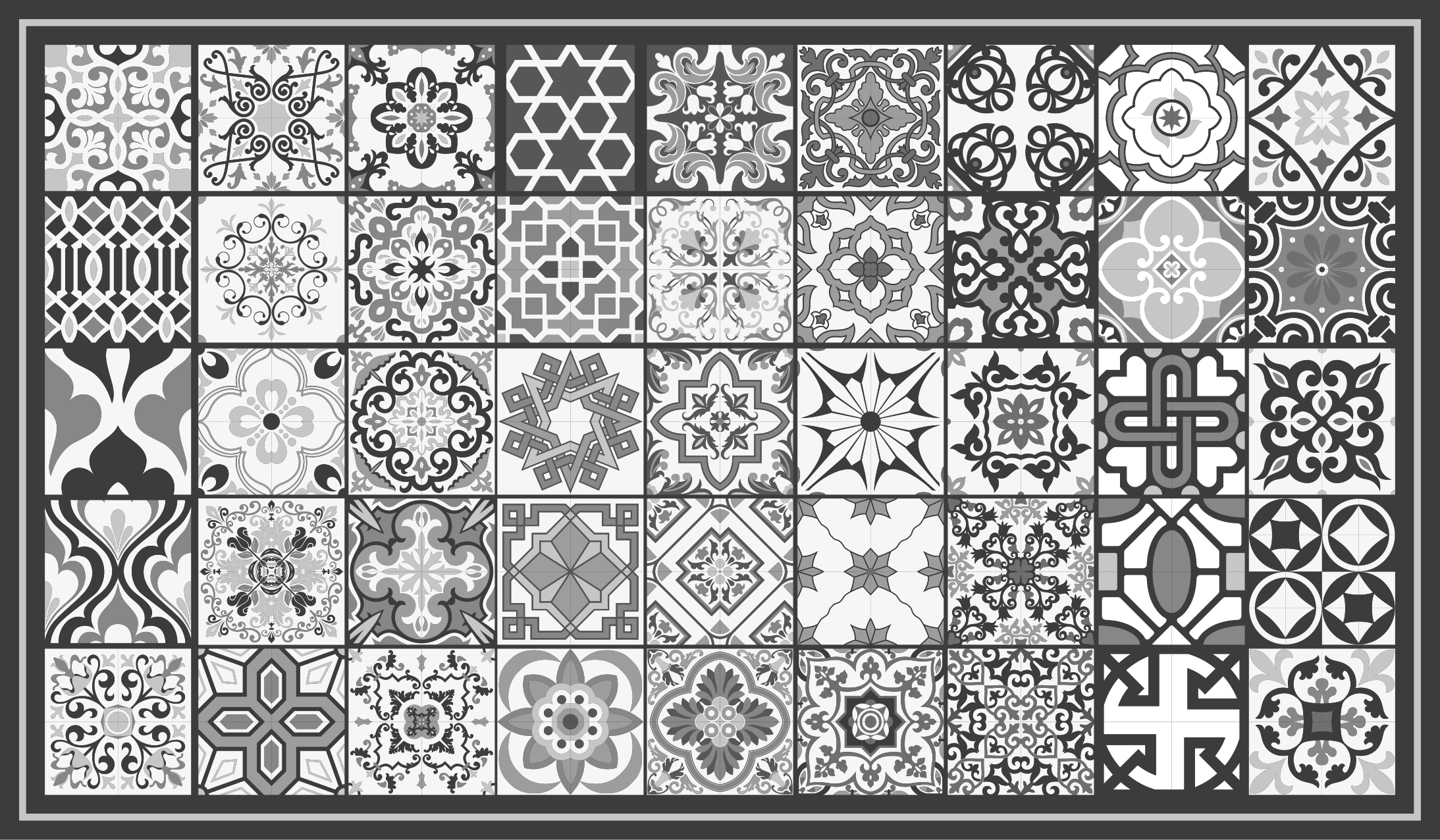 Tapis vinyle salle de bain motif de carreaux gris - TenStickers