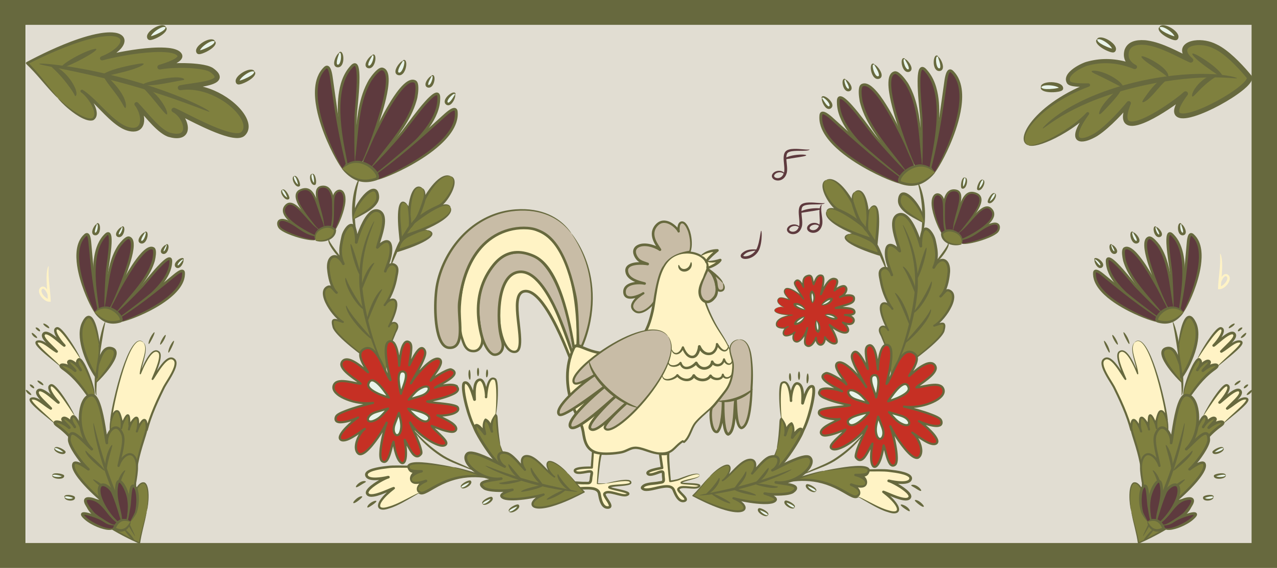 Tapis vinyle animal charmant coq fleuri - TenStickers