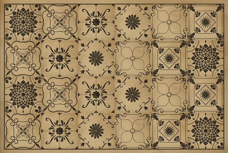 Tapis vinyle pierre motif floral classique - TenStickers