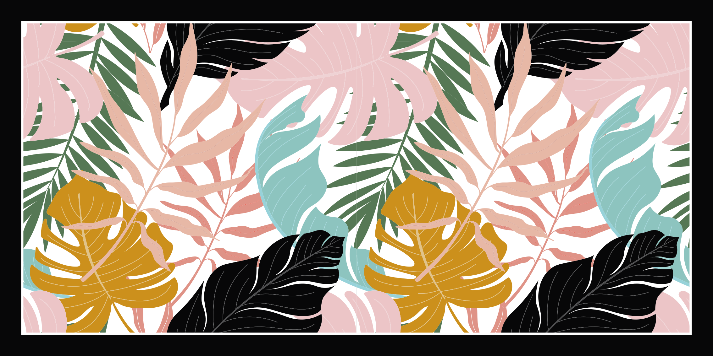 Tapis vinyle nature palette de feuilles tropicales - TenStickers