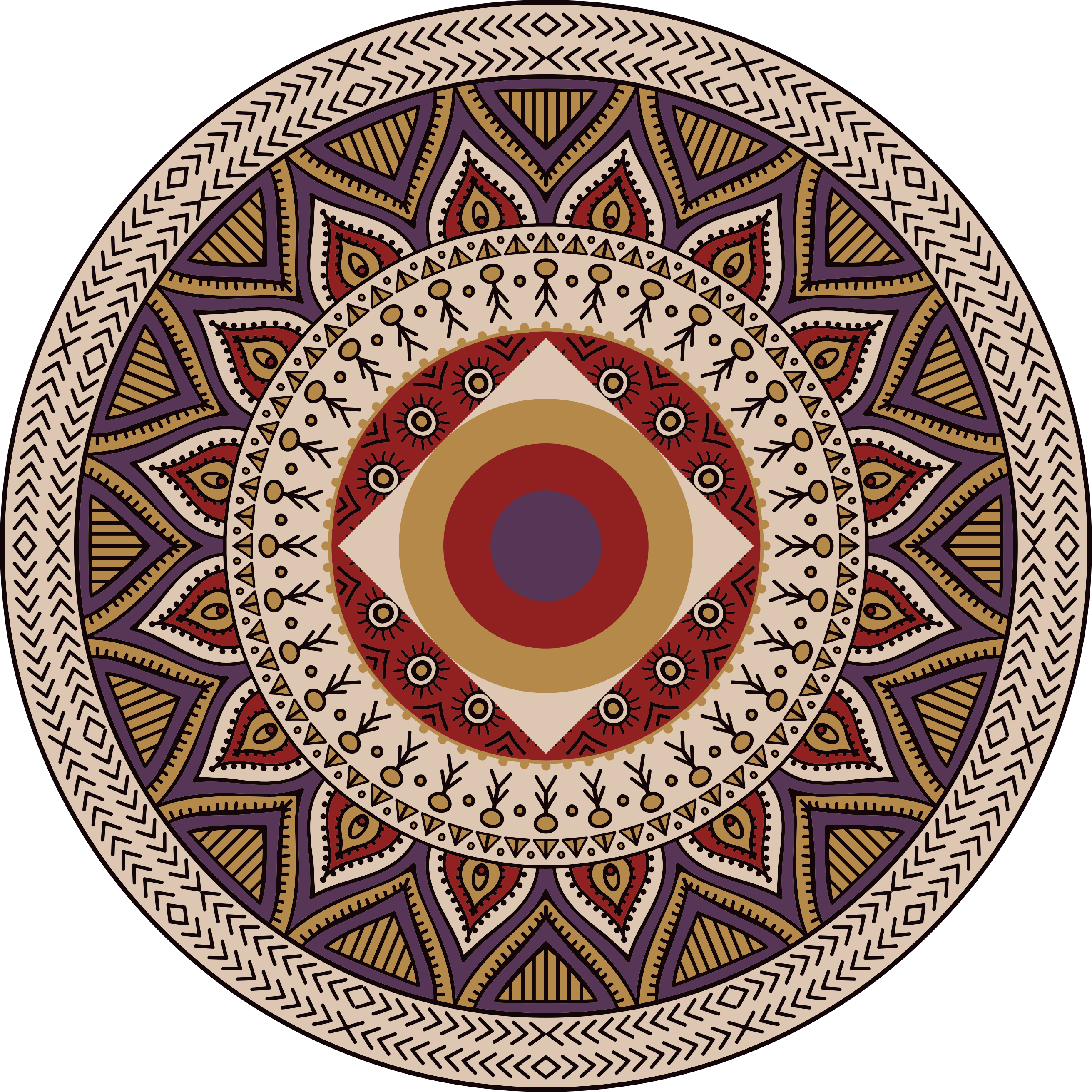 Tapis vinyle mandala motif circulaire vibrant - TenStickers