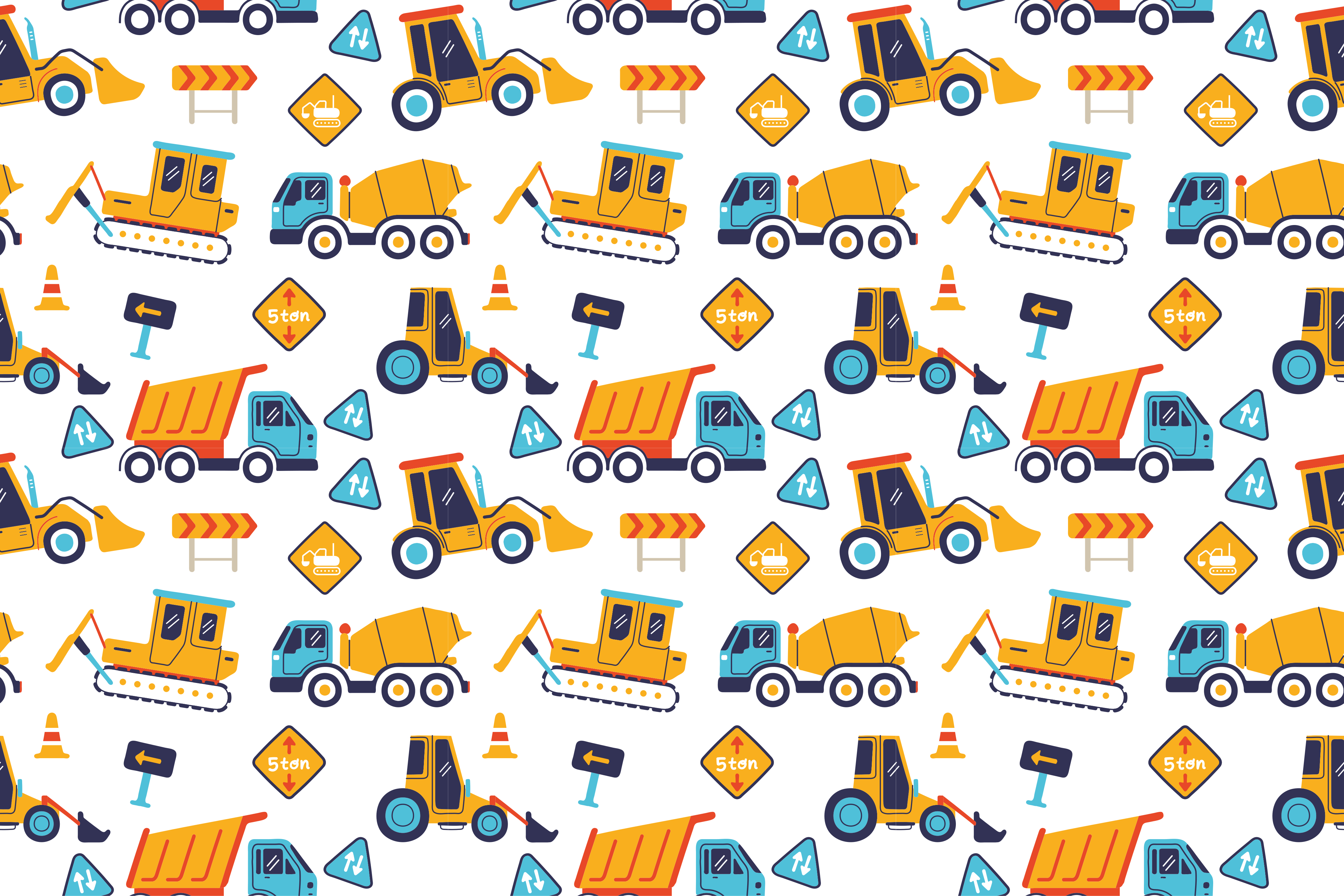 Tapis vinyle autouroute modèle de véhicules de construction - TenStickers