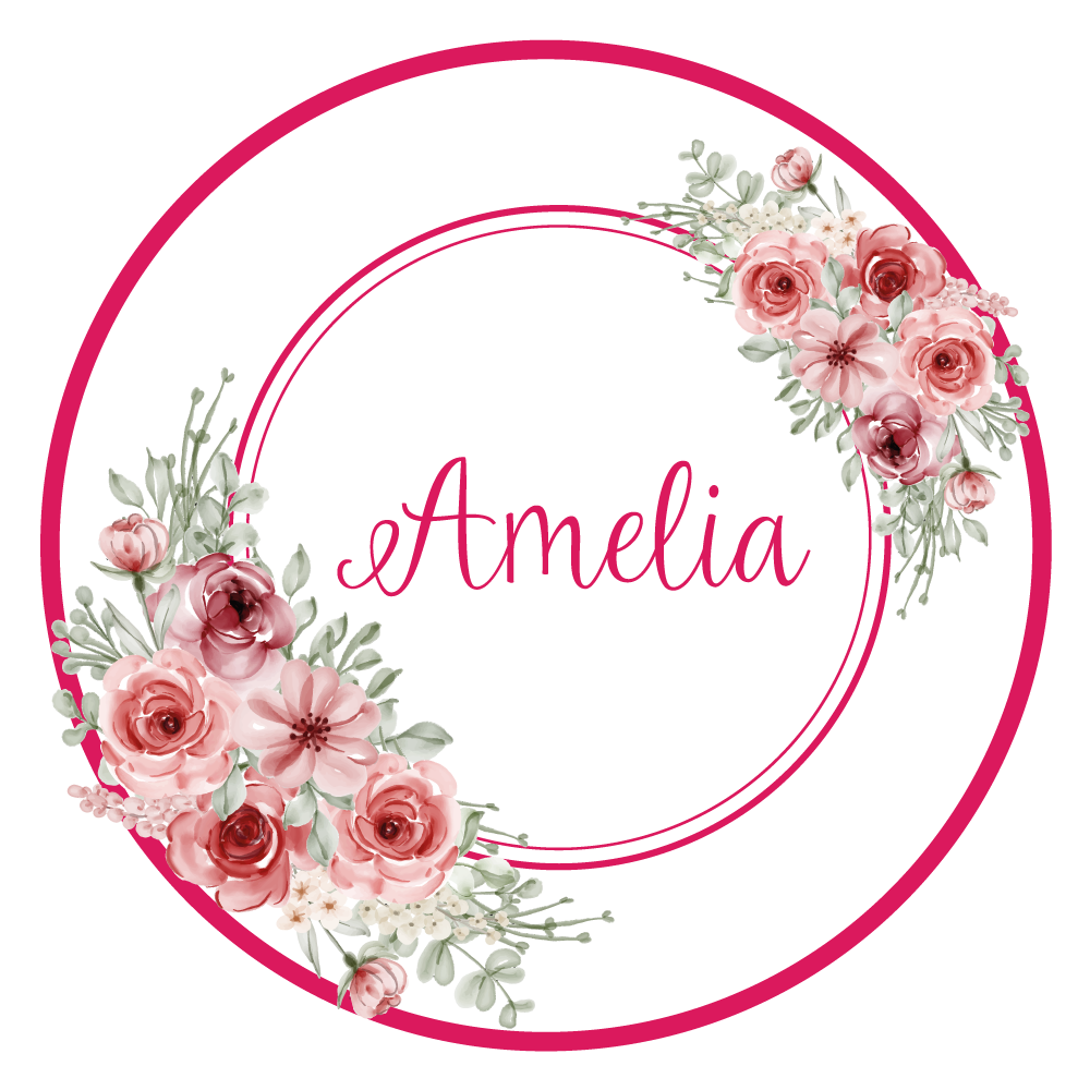 Tapis vinyle chambre monogramme floral avec nom - TenStickers