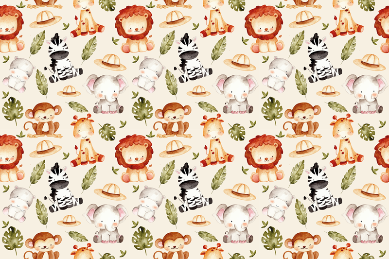 Tapis vinyle chambre bébé animaux de safari mignons - TenStickers