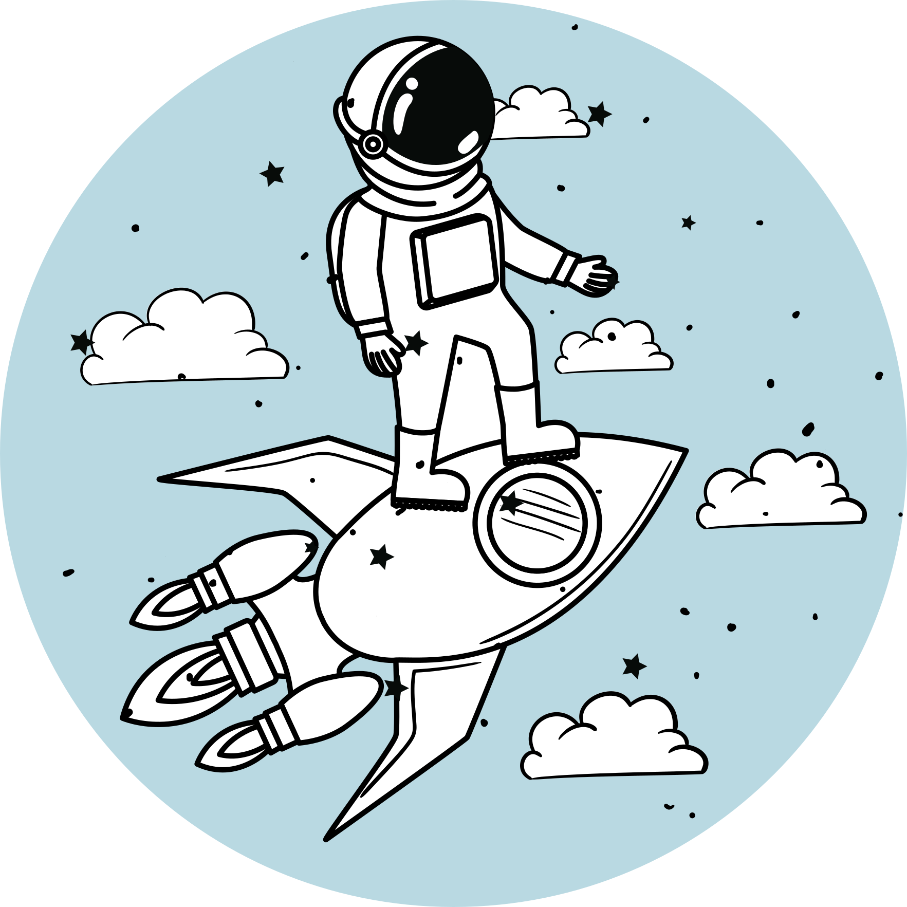 Tapis vinyle pour enfants aventure de fusée d'astronaute - TenStickers