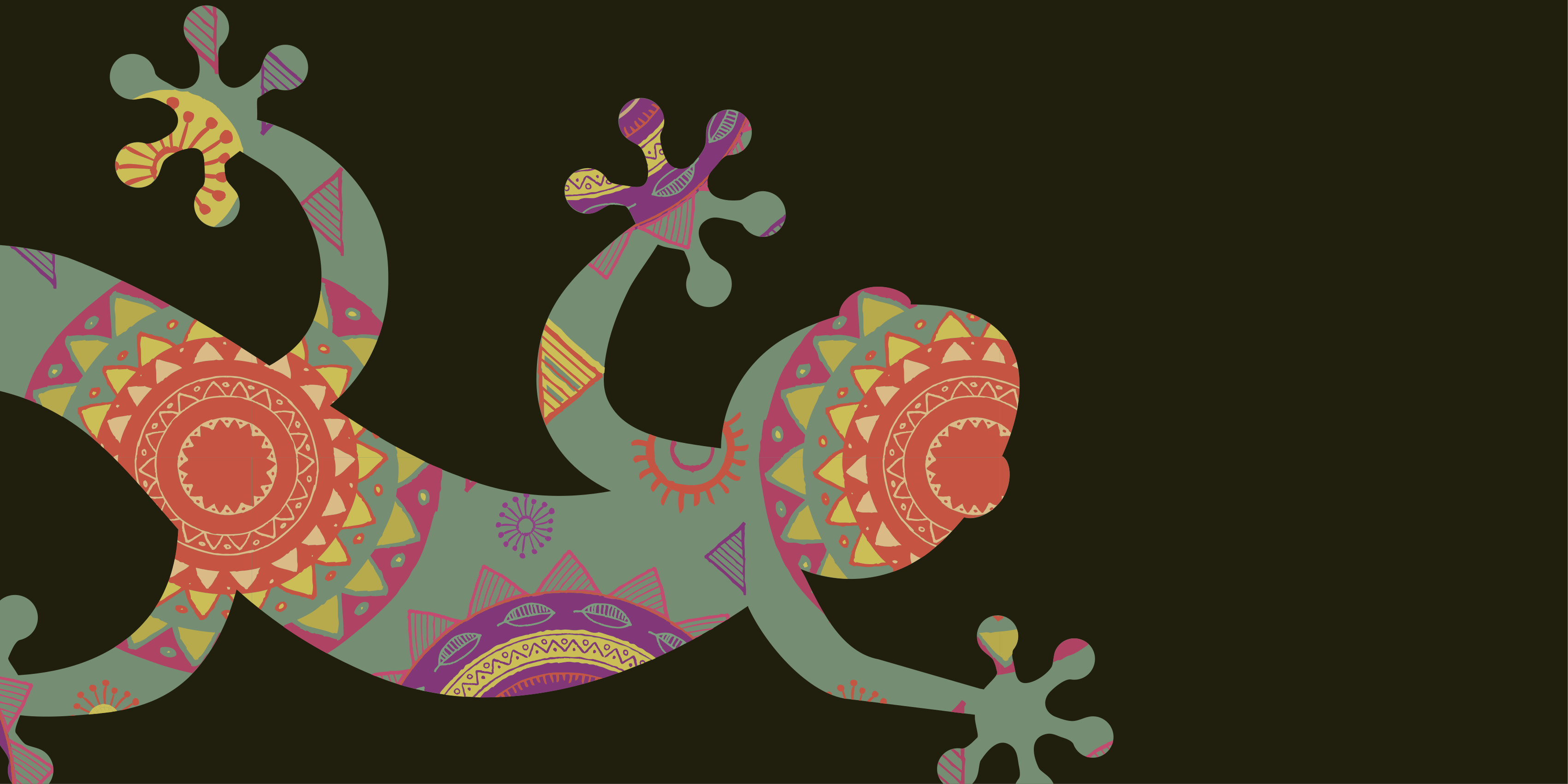 Tapis vinyle mandala lézard géométrique coloré - TenStickers