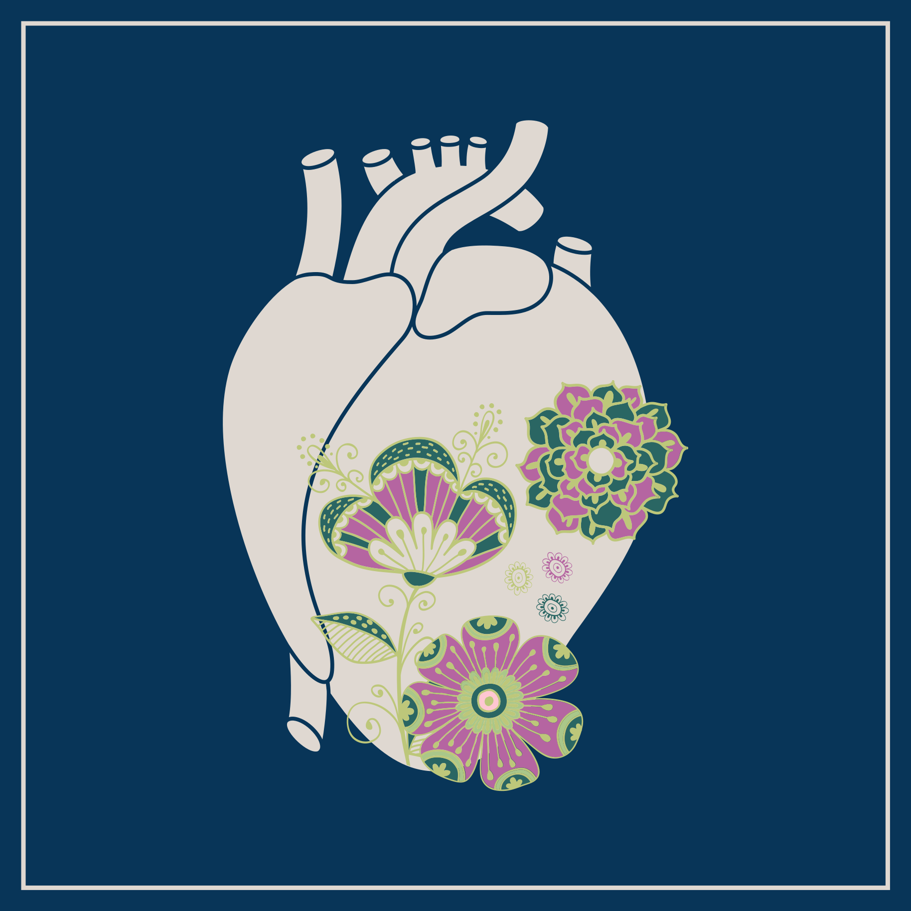 Tapis vinyle nordique motif floral en forme de cœur - TenStickers