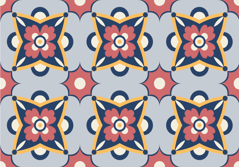 Tapis mosaique vinyle composition botanique grise - TenStickers