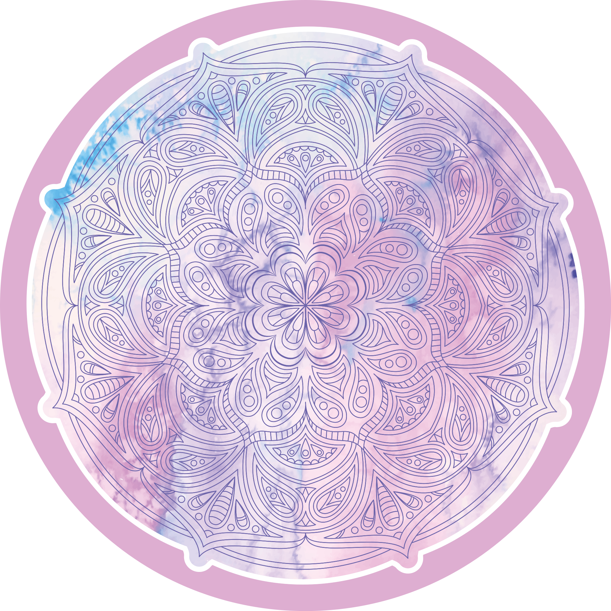 Tapis vinyle mandala floral rose pastel - TenStickers