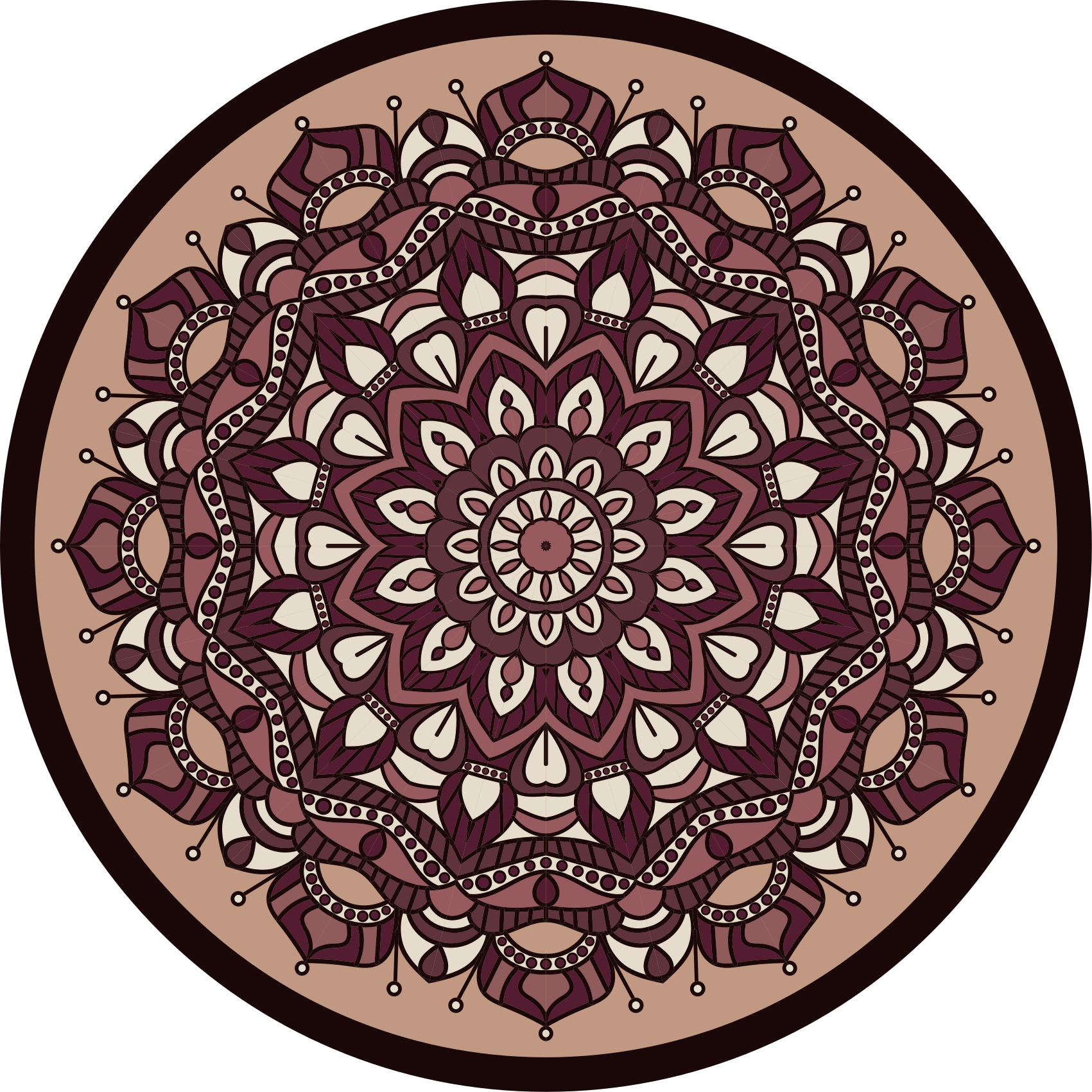 Tapis vinyle mandala motif complexe marron - TenStickers