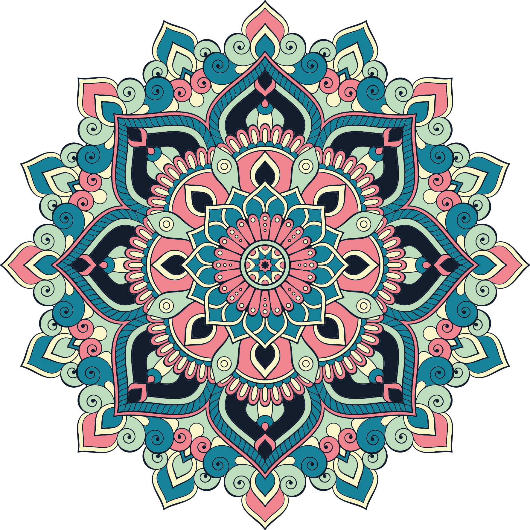 Tapis vinyle mandala élément floral coloré - TenStickers