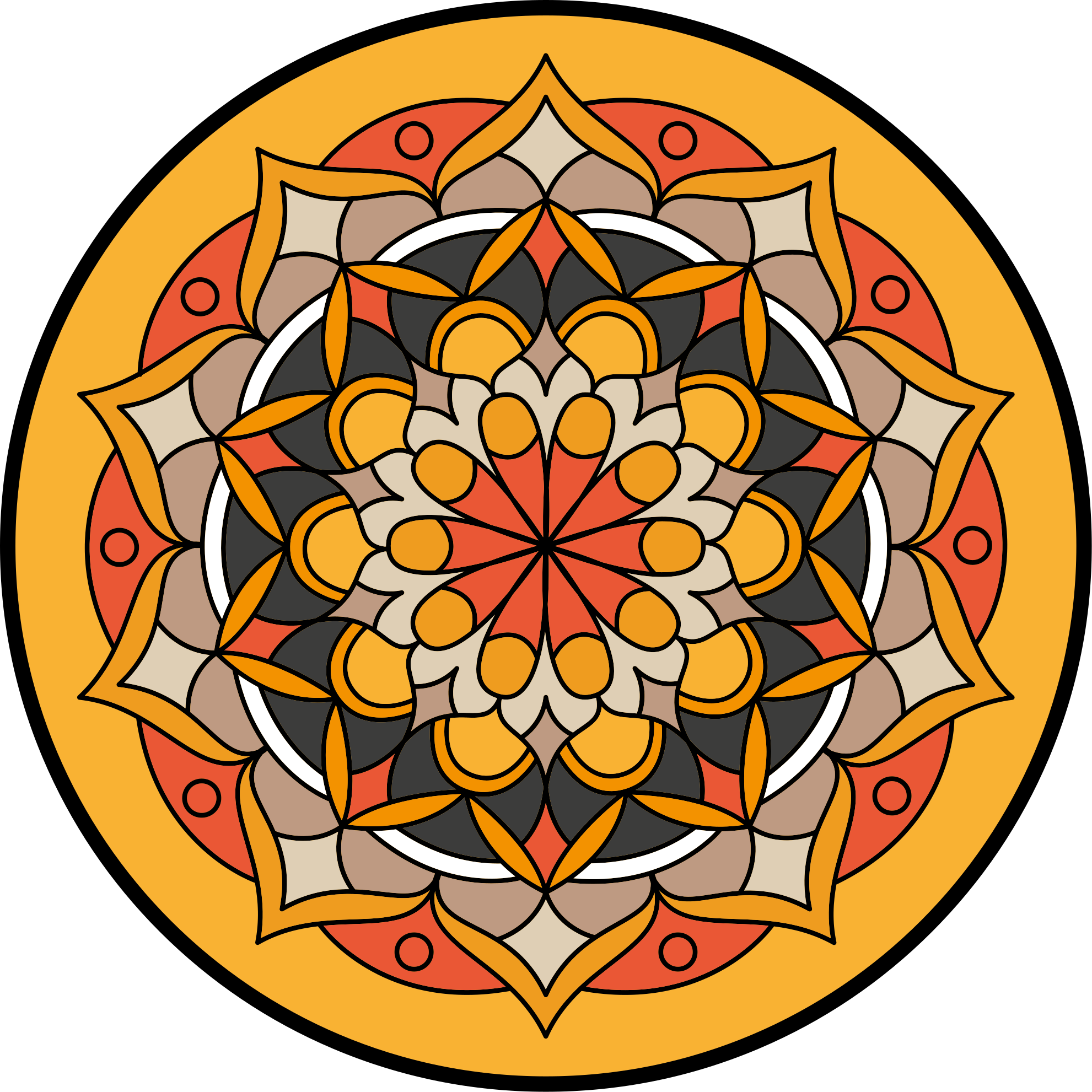Tapis vinyle rond élément de mandala vibrant - TenStickers