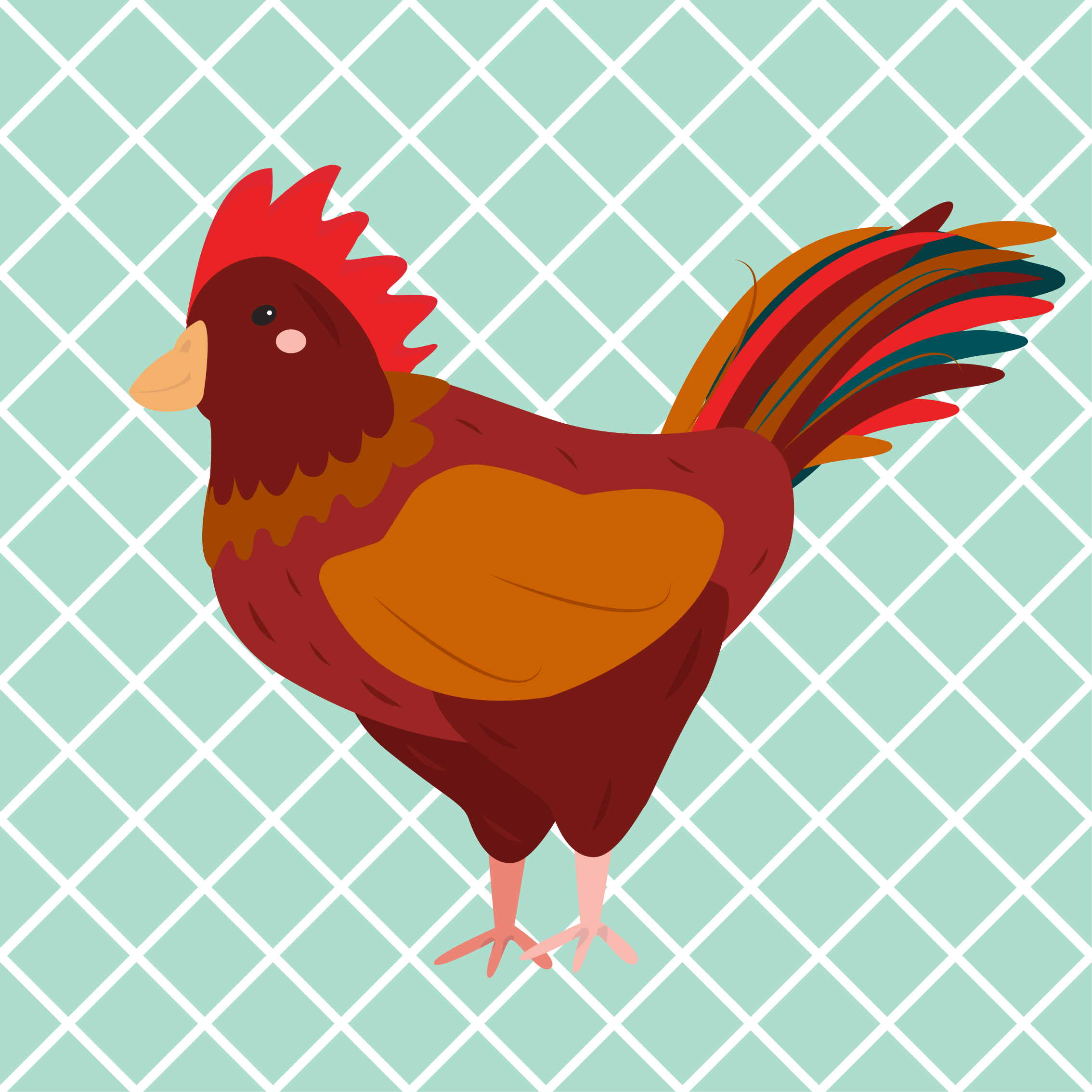 Tapis vinyle cuisine illustration de coq coloré - TenStickers