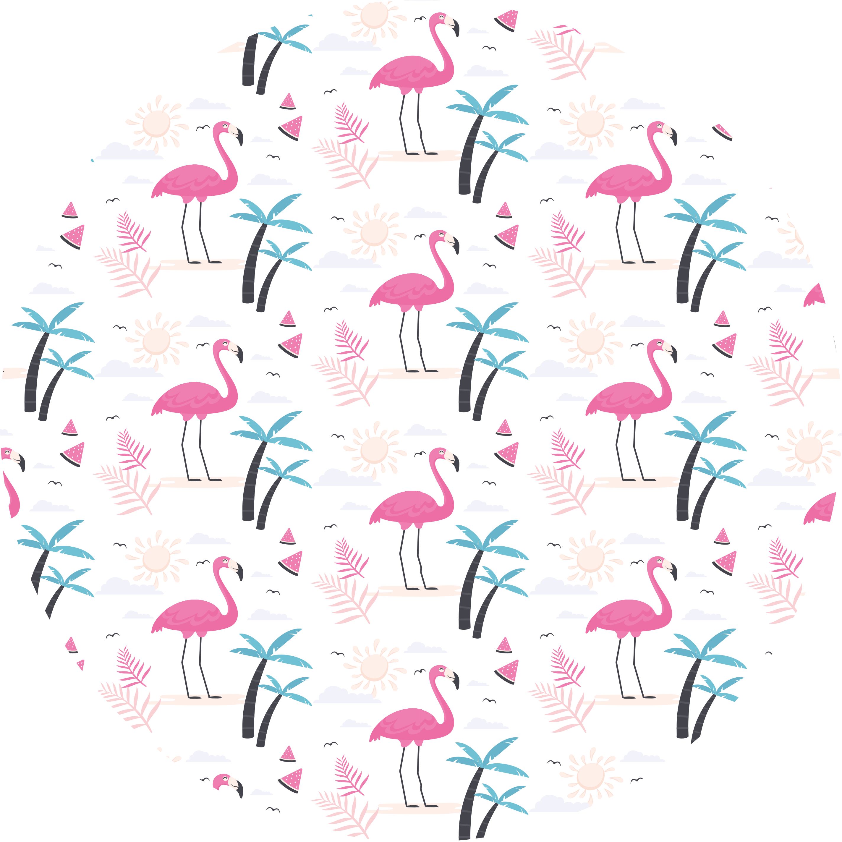 Tapis vinyle ado scène tropicale de flamants roses - TenStickers