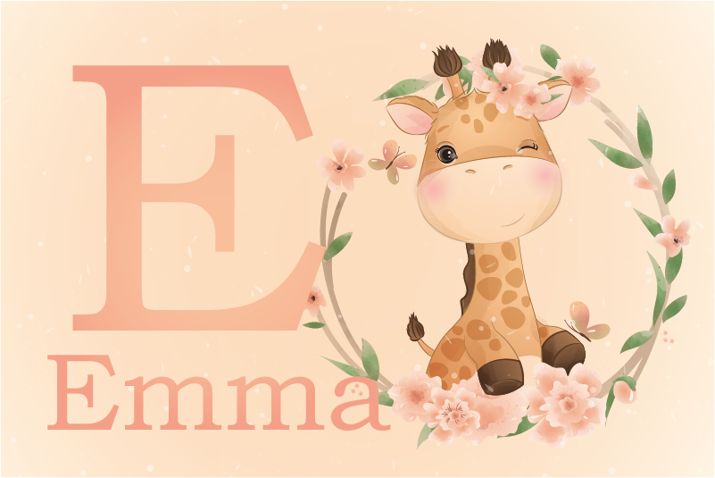 Tapis vinyle personnalisé charmante œuvre d'art de girafe - TenStickers