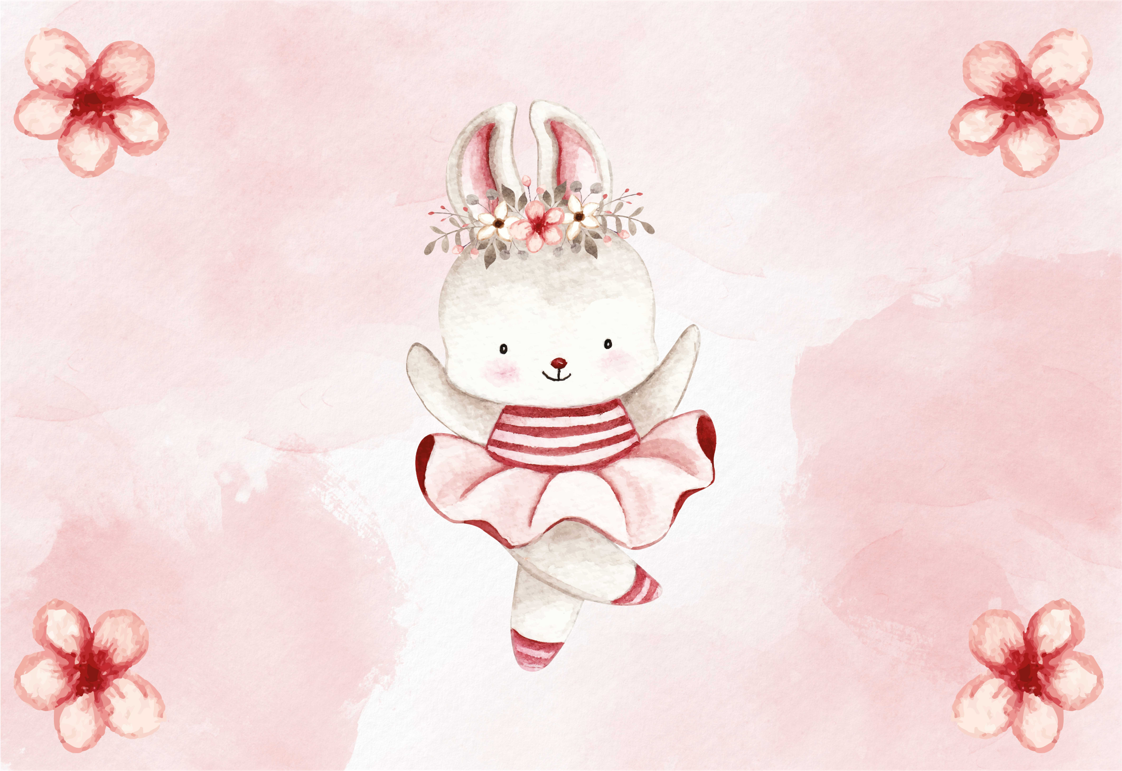 Tapis vinyle pour enfants illustration de lapin de ballet - TenStickers