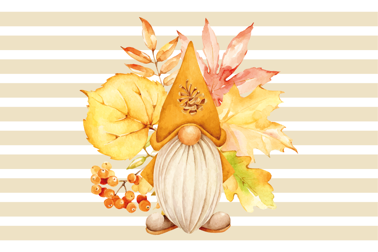 Tapis vinyle rayures charme de gnome d'automne - TenStickers