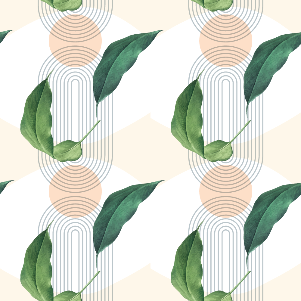 Tapis vinyle nature motifs géométriques feuillus - TenStickers