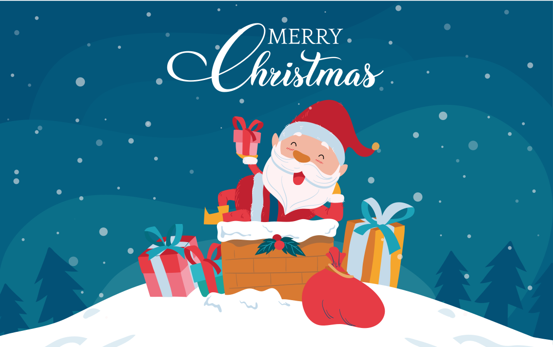 Tapis vinyle noël ambiance joyeuse du père noël - TenStickers