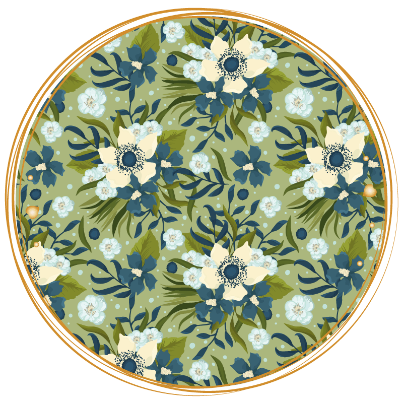 Tapis vinyle fleurs et plantes motif rond et florissant - TenStickers